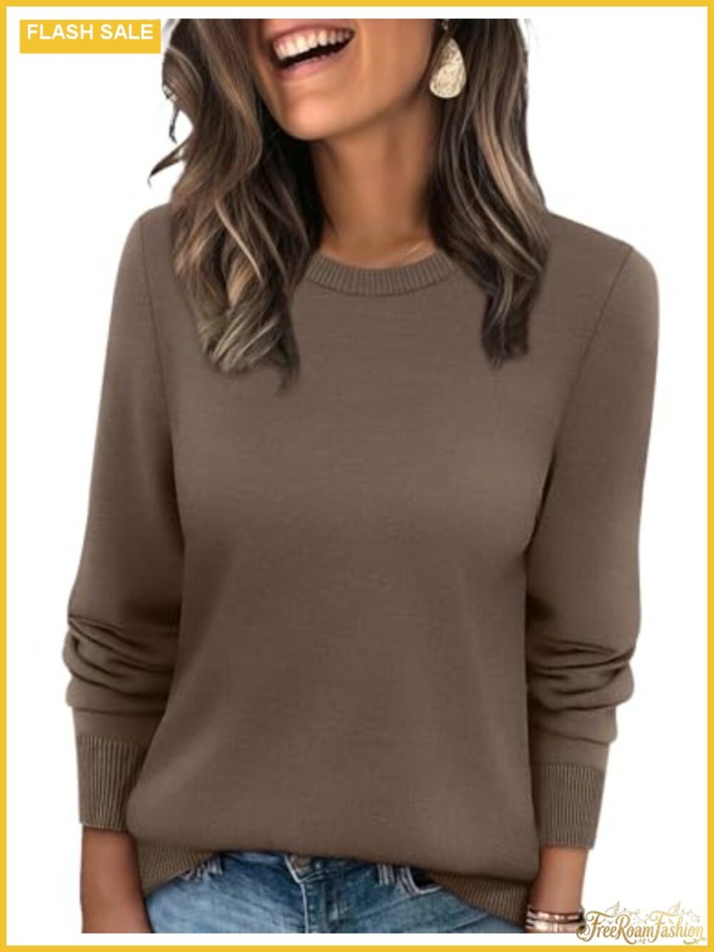 WIHOLL Women's Lightweight Ribbed Knit Crewneck Pullover Sweater Long Sleeve